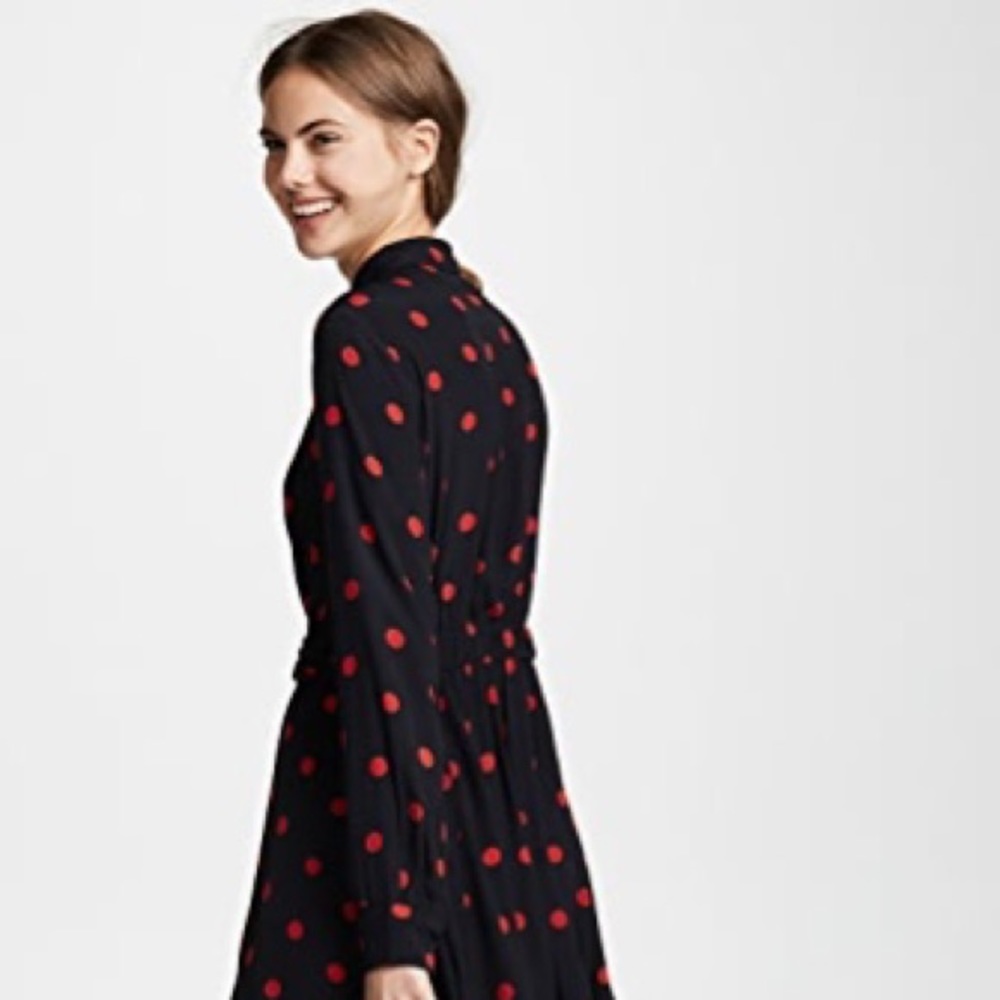 GANNI Barra Crepe Twist Polka Dot Dress - Picture 5 of 7
